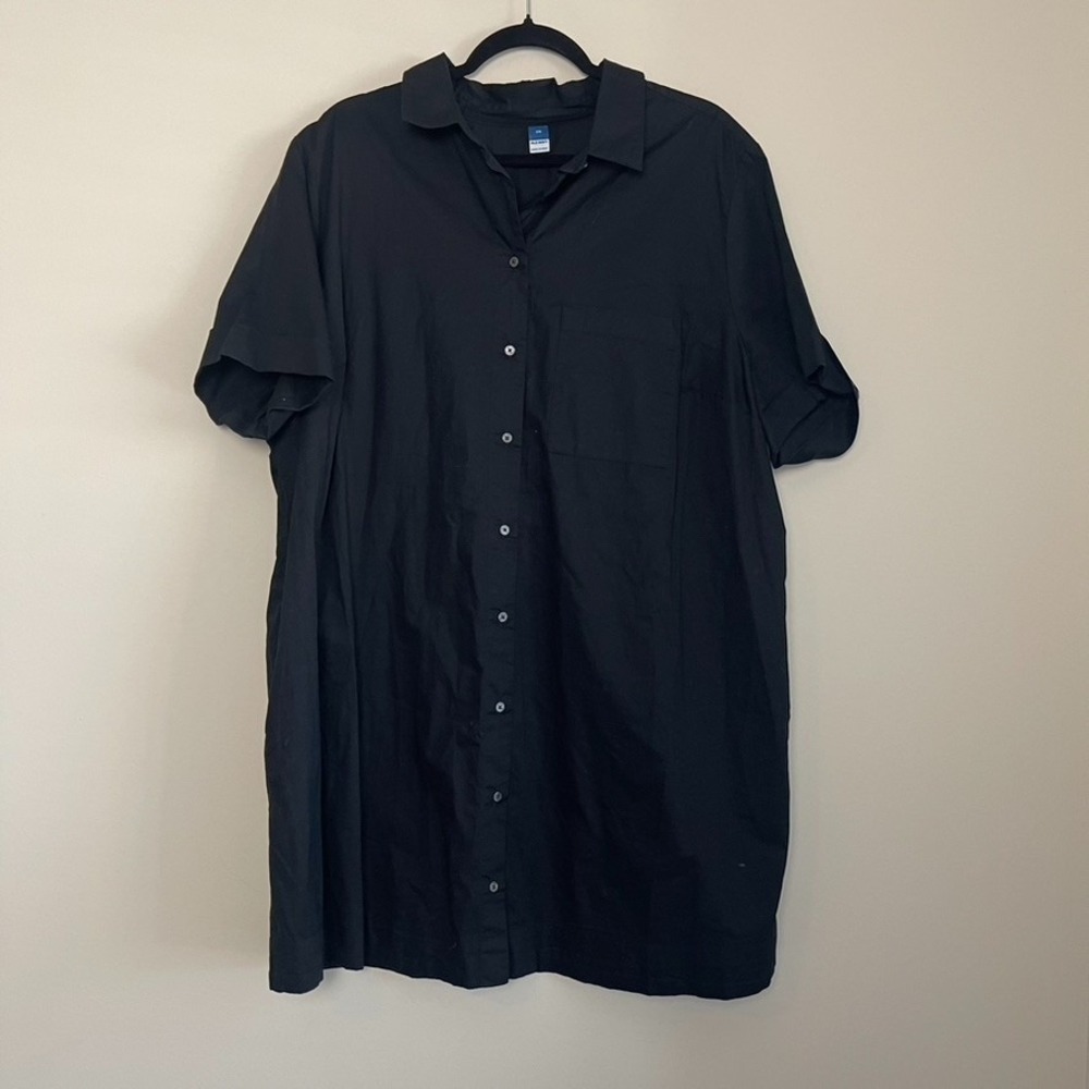 NWT Old Navy Black Button Down Collared Shirt Cot… - image 2